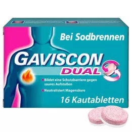 GAVISCON Dobbelt 250 mg/106,5 mg/187,5 mg tyggetabletter, 16 stk