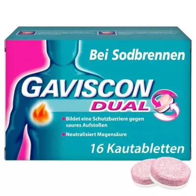 GAVISCON Dobbelt 250 mg/106,5 mg/187,5 mg tyggetabletter, 16 stk