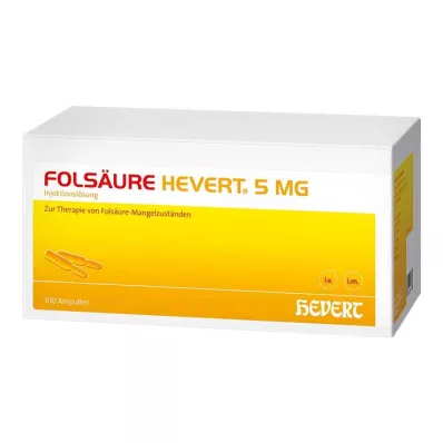 FOLSÄURE HEVERT 5 mg ampuller, 100 stk
