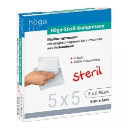 HÖGA-KOMPRESSEN 5x5 cm steril 8-fold, 5X2 stk
