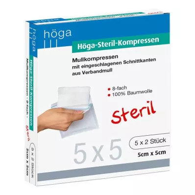 HÖGA-KOMPRESSEN 5x5 cm steril 8-fold, 5X2 stk