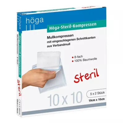 HÖGA-KOMPRESSEN 10x10 cm steril 8-fold, 5X2 stk