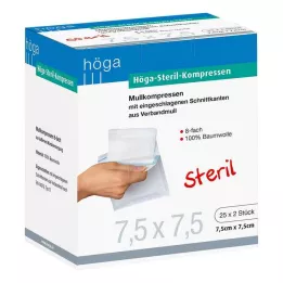 HÖGA-KOMPRESSEN 7,5x7,5 cm steril 8-fold, 25X2 stk