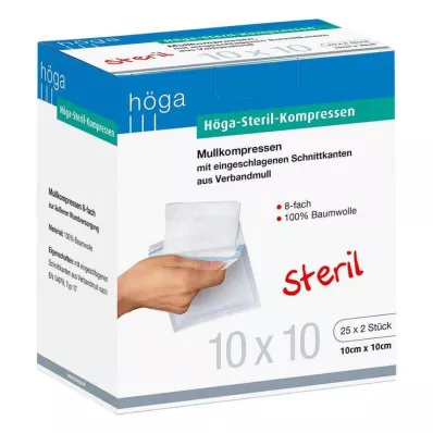 HÖGA-KOMPRESSEN 10x10 cm steril 8-fold, 25X2 stk