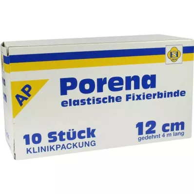 PORENA Elastisk gazebind 12 cm hvid uden cello, 10 stk