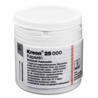 KREON 25.000 Hårde kapsler med enterisk coatede pellets, 100 stk