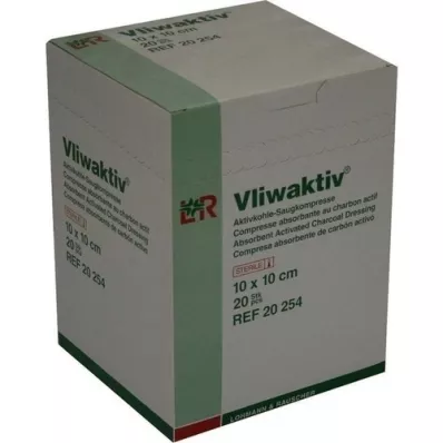 VLIWAKTIV Aktivt kul sugekomp. sterilt 10x10 cm, 20 stk