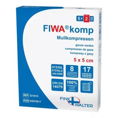 MULLKOMPRESSEN 5x5 cm steril 8-fold, 5X2 stk