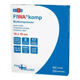 MULLKOMPRESSEN 10x10 cm steril 8-fold, 5X2 stk