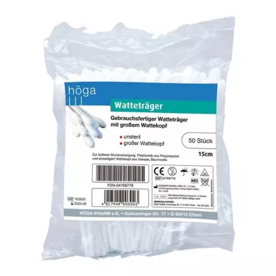 WATTETRÄGER 15 cm b.stort bomuldshoved, 50 stk WATTETRÄGER 15 cm b.stort bomuldshoved, 50 stk