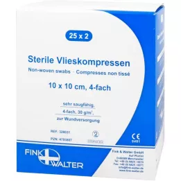 VLIESKOMPRESSEN 10x10 cm steril firedobbelt, 25X2 stk