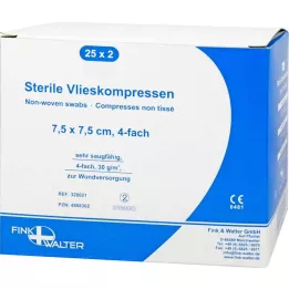 VLIESKOMPRESSEN 7,5x7,5 cm steril firedobbelt, 25X2 stk