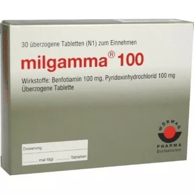 MILGAMMA 100 mg overtrukne tabletter, 30 stk