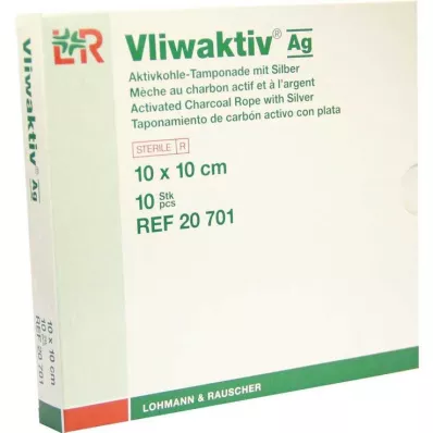 VLIWAKTIV AG Aktivt kul-tampon med sølv 10x10 cm, 10 stk