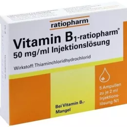 VITAMIN B1-RATIOPHARM 50 mg/ml Inj.lsg.ampuller, 5X2 ml