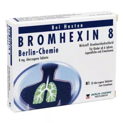 BROMHEXIN 8 Berlin Chemie overtrukne tabletter, 20 stk