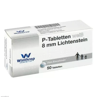P tabletter hvide 8 mm, 50 stk
