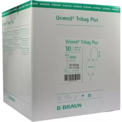 URIMED Tribag Plus urinbenpose 800 ml 60 cm steril, 10 stk