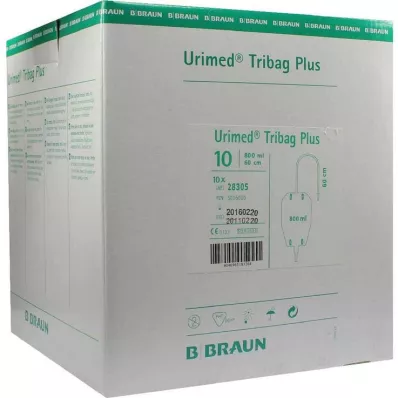 URIMED Tribag Plus urinbenpose 800 ml 60 cm steril, 10 stk