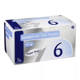 NOVOFINE 6 mm kanyler 32 G spids sth, 100 stk