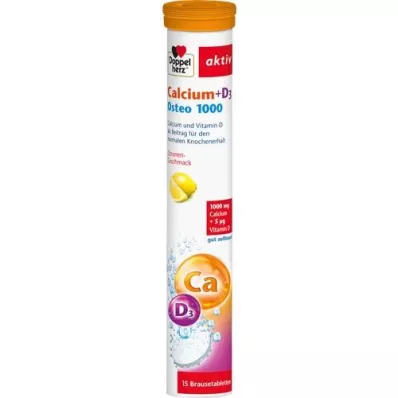 DOPPELHERZ Calcium+D3 Osteo 1.000 brusetabletter, 15 stk