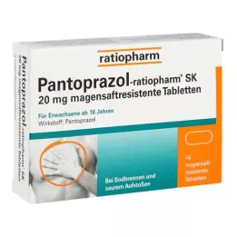 PANTOPRAZOL-ratiopharm SK 20 mg enterotabletter, 14 stk