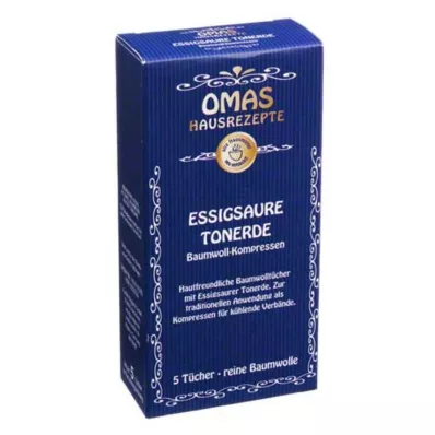 ESSIGSAURE TONERDE Bomuldskompresser, 5 stk