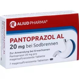 PANTOPRAZOL AL 20 mg mod halsbrand, mavesafttabletter, 7 stk