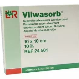 VLIWASORB superabsorberende absorberende pude steril 10x10 cm, 10 stk