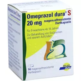 OMEPRAZOL dura S 20 mg enterocoatede hårde kapsler, 14 stk