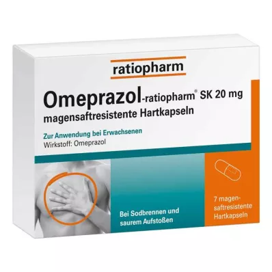 OMEPRAZOL-ratiopharm SK 20 mg hårde kapsler med mavesaft, 7 stk OMEPRAZOL-ratiopharm SK 20 mg hårde kapsler med mavesaft, 7 stk
