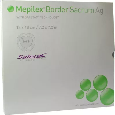 Mepilex Border Sacrum Ag bandage 18x18cm, 5 stk