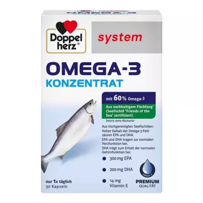 DOPPELHERZ Omega-3 koncentrat systemkapsler, 30 stk
