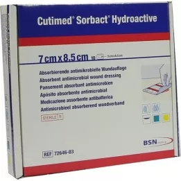 CUTIMED Sorbact Hydroactive kompresser 7x8,5 cm, 10 stk