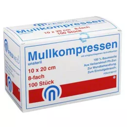 MULLKOMPRESSEN ES 10x20 cm usteril 8x, 100 stk