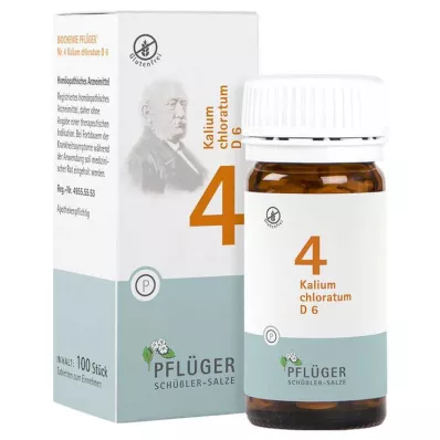 BIOCHEMIE Pflüger 4 Kalium chloratum D 6 Tabletter, 100 Kapsler