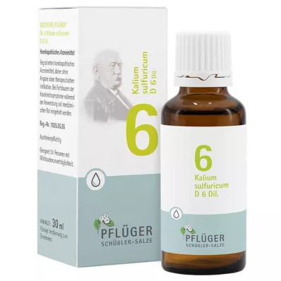 Biokemi Pflueger 6 Kalium sulfuricum D 6 dråber, 30 ml