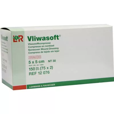 VLIWASOFT Ikke-vævede kompresser 5x5 cm sterile 4l, 150 stk VLIWASOFT Ikke-vævede kompresser 5x5 cm sterile 4l, 150 stk