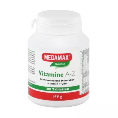 MEGAMAX Vitaminer A-Z+Q10+Lutein tabletter, 100 kapsler