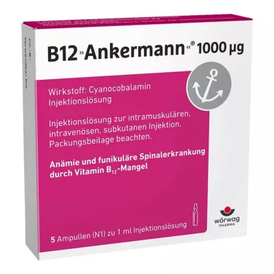 B12 ANKERMANN 1.000 μg ampuller, 5X1 ml B12 ANKERMANN 1.000 μg ampuller, 5X1 ml