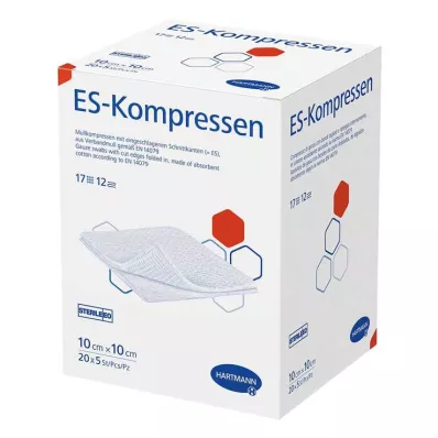 ES-KOMPRESSEN steril 10x10 cm 12x bulkpakke, 20X5 stk ES-KOMPRESSEN steril 10x10 cm 12x bulkpakke, 20X5 stk