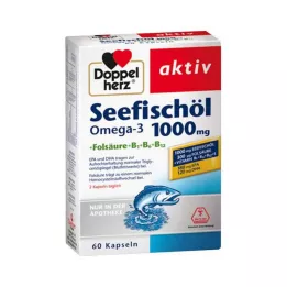 DOPPELHERZ Havfiskeolie Omega-3 1.000 mg+Fols. kapsler, 60 stk