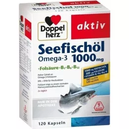 DOPPELHERZ Havfiskeolie Omega-3 1.000 mg+Fols.Caps., 120 kapsler