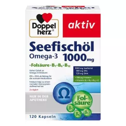DOPPELHERZ Havfiskeolie Omega-3 1.000 mg+Fols.Caps., 120 kapsler