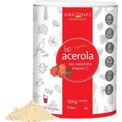 ACEROLA 100% rent økologisk naturligt C-vitaminpulver, 500 g
