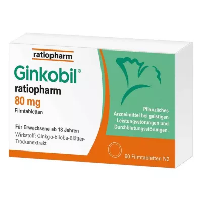 GINKOBIL-ratiopharm 80 mg filmovertrukne tabletter, 60 stk GINKOBIL-ratiopharm 80 mg filmovertrukne tabletter, 60 stk