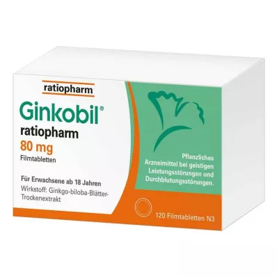 GINKOBIL-ratiopharm 80 mg filmovertrukne tabletter, 120 stk GINKOBIL-ratiopharm 80 mg filmovertrukne tabletter, 120 stk
