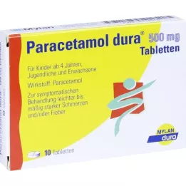 PARACETAMOL dura 500 mg tabletter, 10 stk