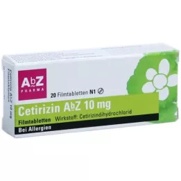 CETIRIZIN AbZ 10 mg filmovertrukne tabletter, 20 stk
