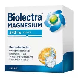 BIOLECTRA Magnesium 243 mg forte Orange brusetabletter, 20 stk